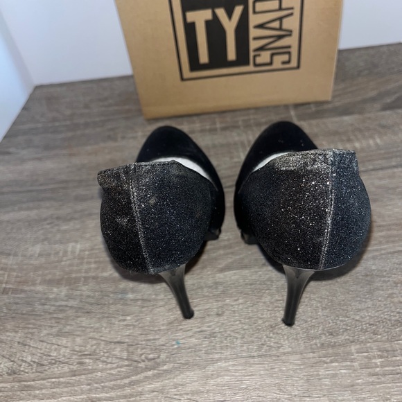 City Snappers Black Glitter High Heels Women’s Size 7.5 - Picture 10 of 16